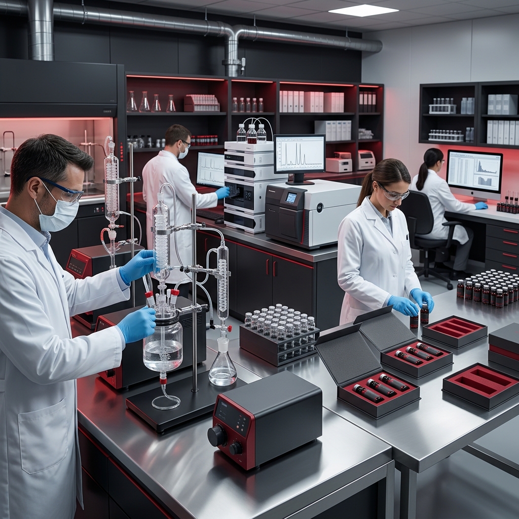 A researcher at a microscope